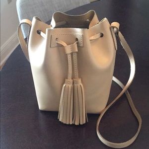 JCrew Mini Bucket Bag in Leather, neutral color